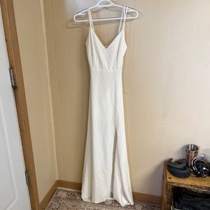 White fitted dress with slit